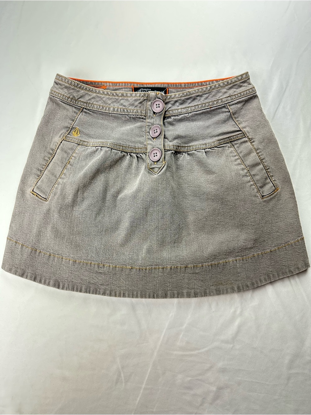 Volcom Vintage Y2K Cargo Grey Mini Skirt Utility Goth Grunge Fairy Core Cyber 1